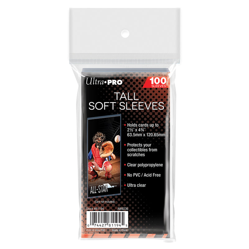 2-1/2" x 4-3/4" Tall Card Soft Sleeves (100ct) | Ultra PRO International