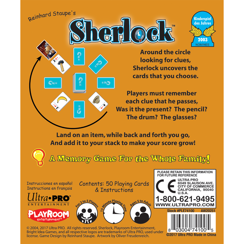 Sherlock: Kids Memory Game for Ages 5 and Up | Ultra PRO Entertainment