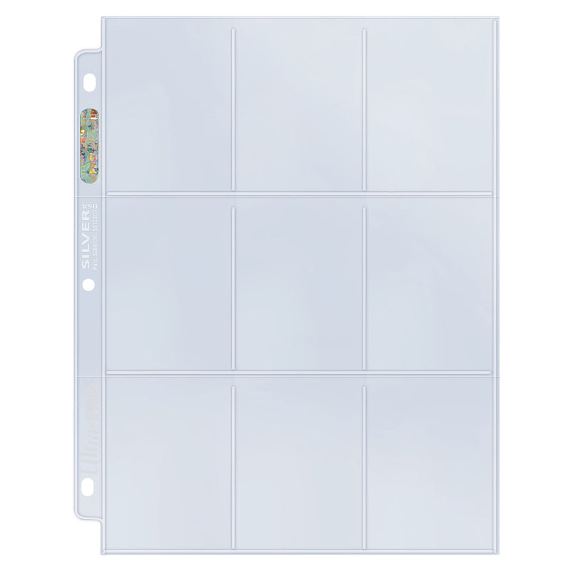 Silver Series 9-Pocket 3-Hole Punch Pages (100ct) for Standard Size Cards | Ultra PRO International