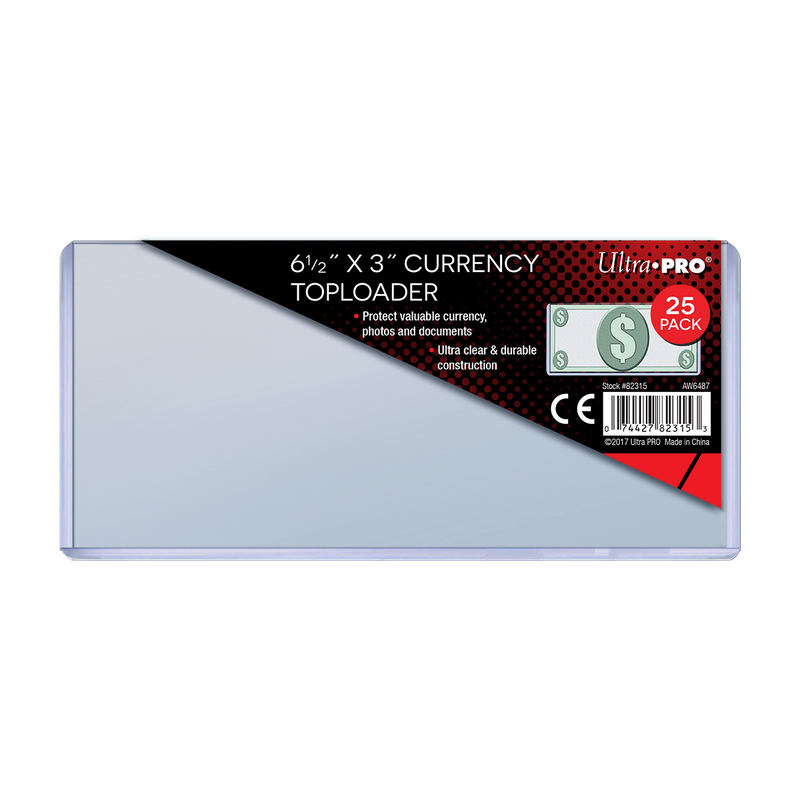 Regular Currency Toploaders (25ct) for 6-1/2" x 3" Bills | Ultra PRO International