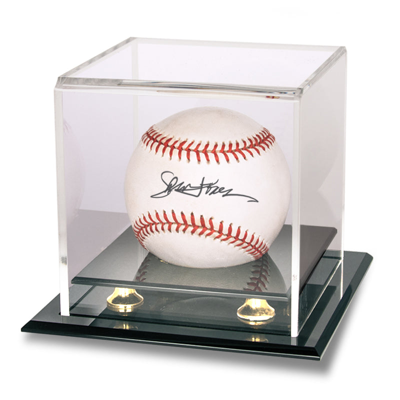 Baseball & Hockey Puck Gold Riser Display Case with UV Block | Ultra PRO International