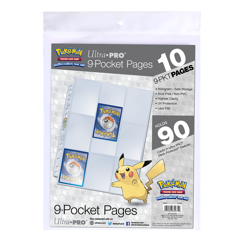  9-Pocket 11-Hole Punch Pages (10ct) for Pokémon | Ultra PRO International